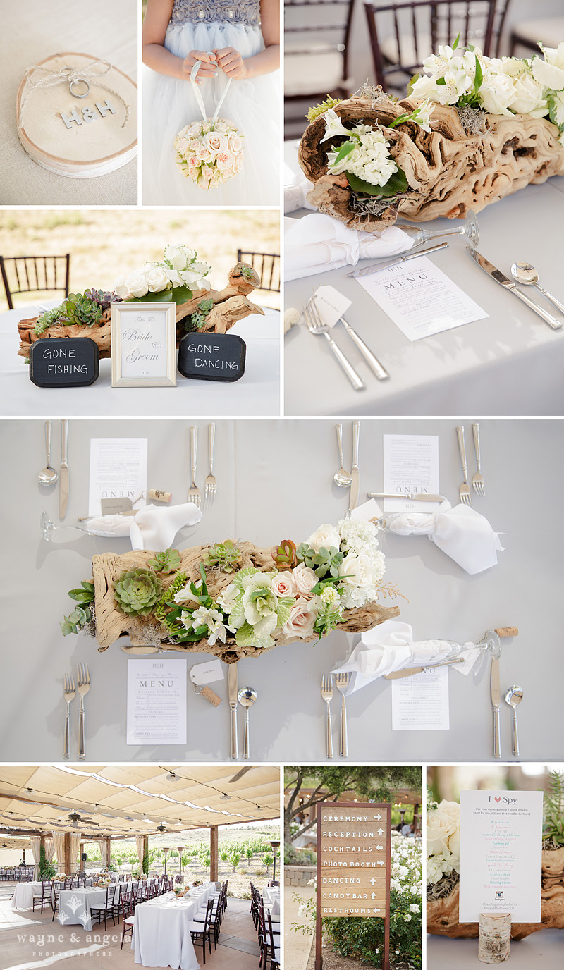 temecula rustic wedding reception details driftwood